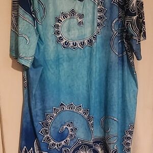 WOMENS PLUS SIZE Elegant Blue Paisley Maxi Dress